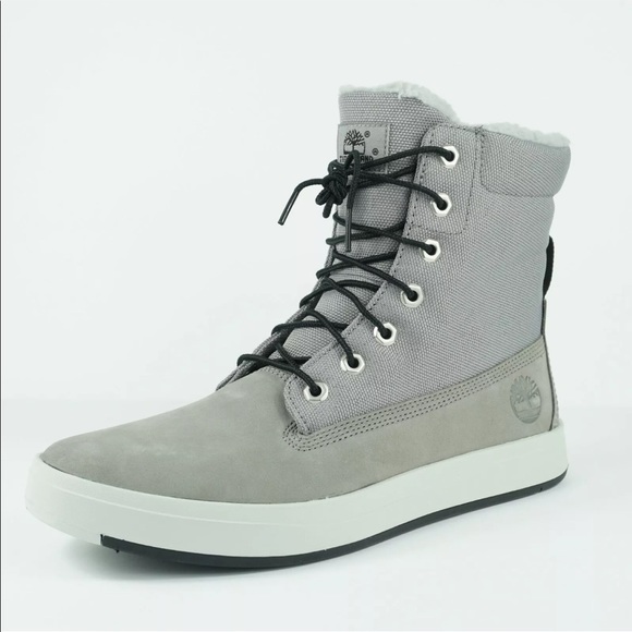 Timberland Davis Square Roll Top Faux Fur Nubuck Boots Mens Grey A2KAE - Picture 6 of 11